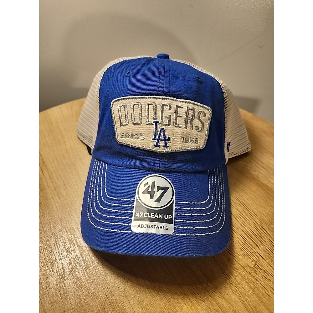 Los Angeles Dodgers Hat '47 Royal Blue Trawler Clean Up Trucker Mesh Dad Hat Cap